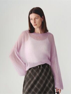 Sheer Lilac Crewneck Women's Sweater